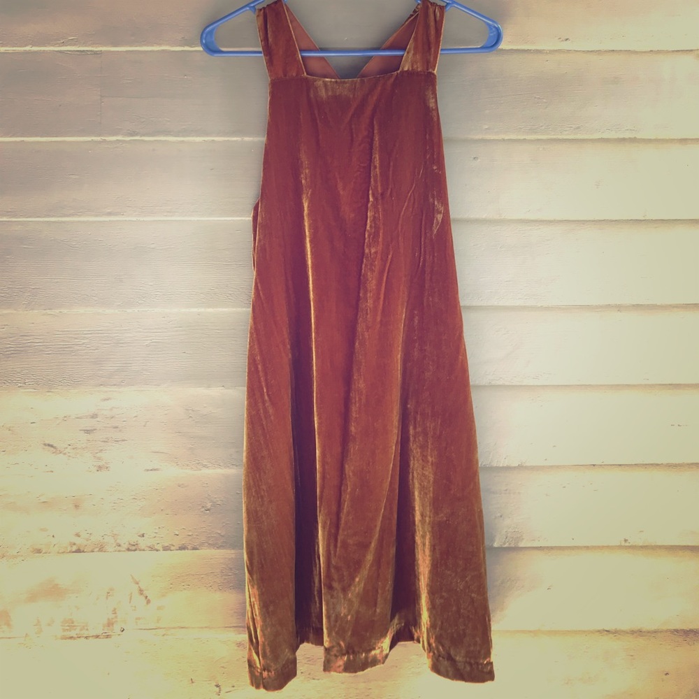 NWT gold crushed velvet shift dress